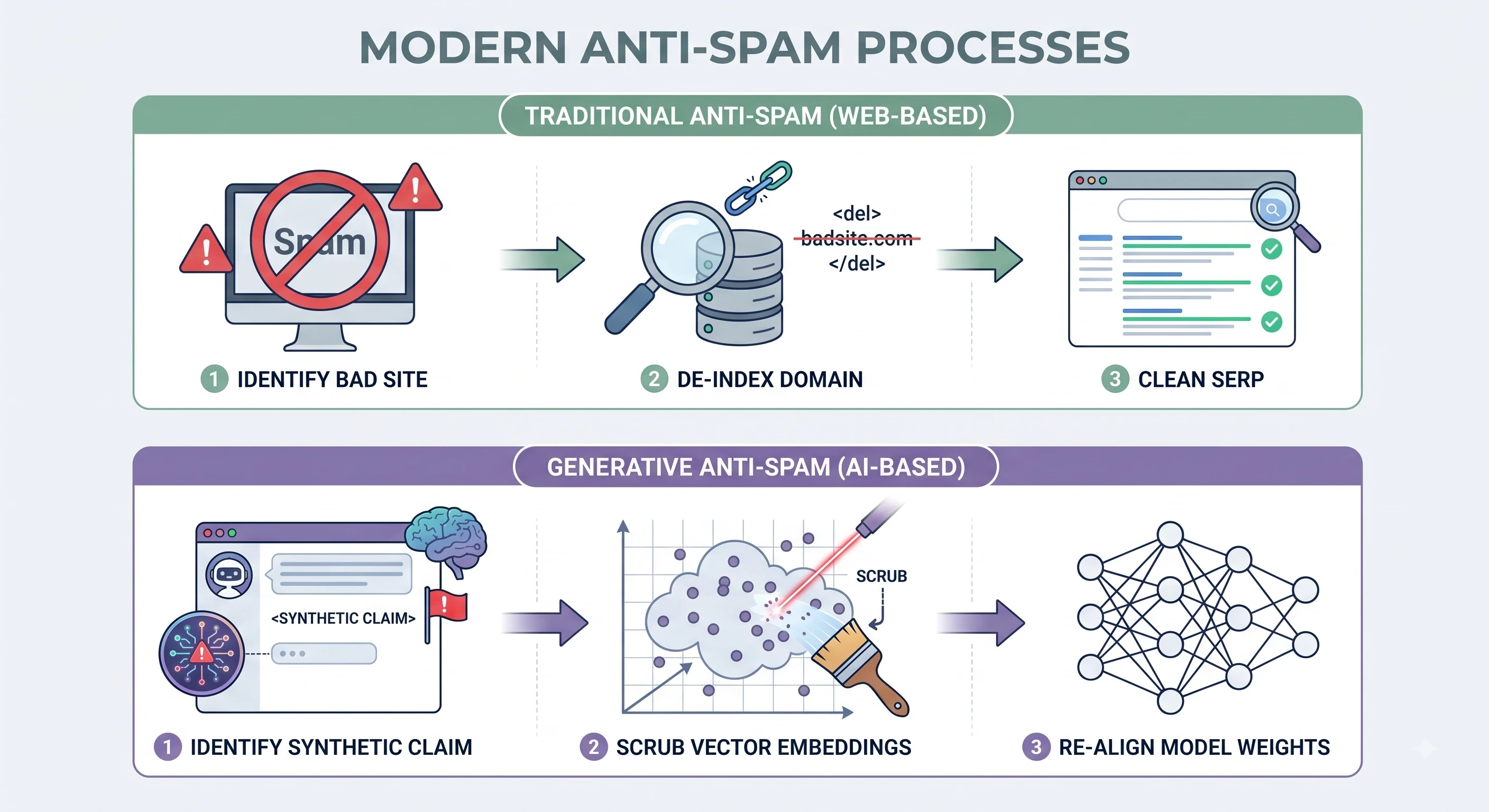 Modern anti-spam processes and algorithmic filters designed to protect search quality