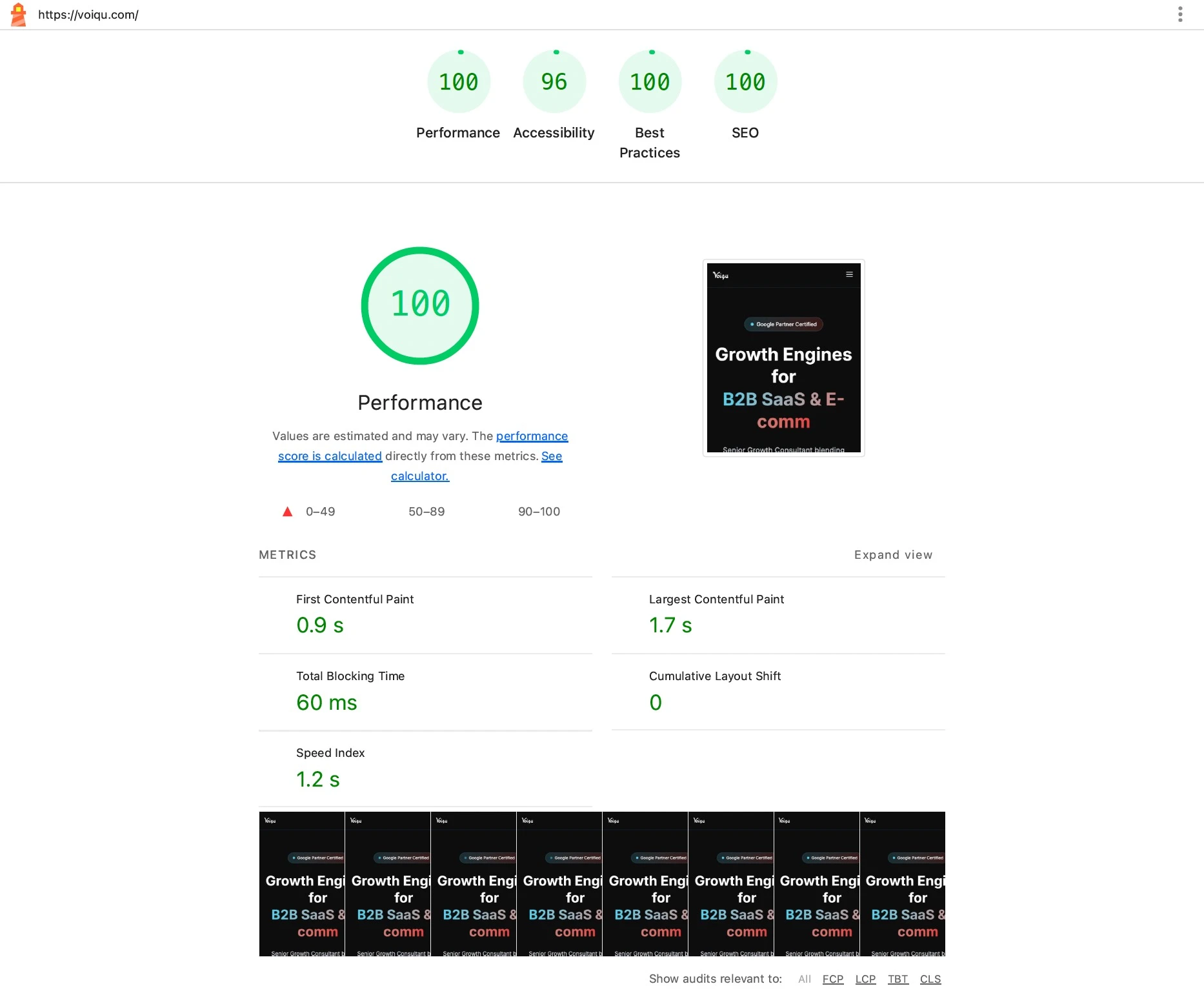 Google Lighthouse Results