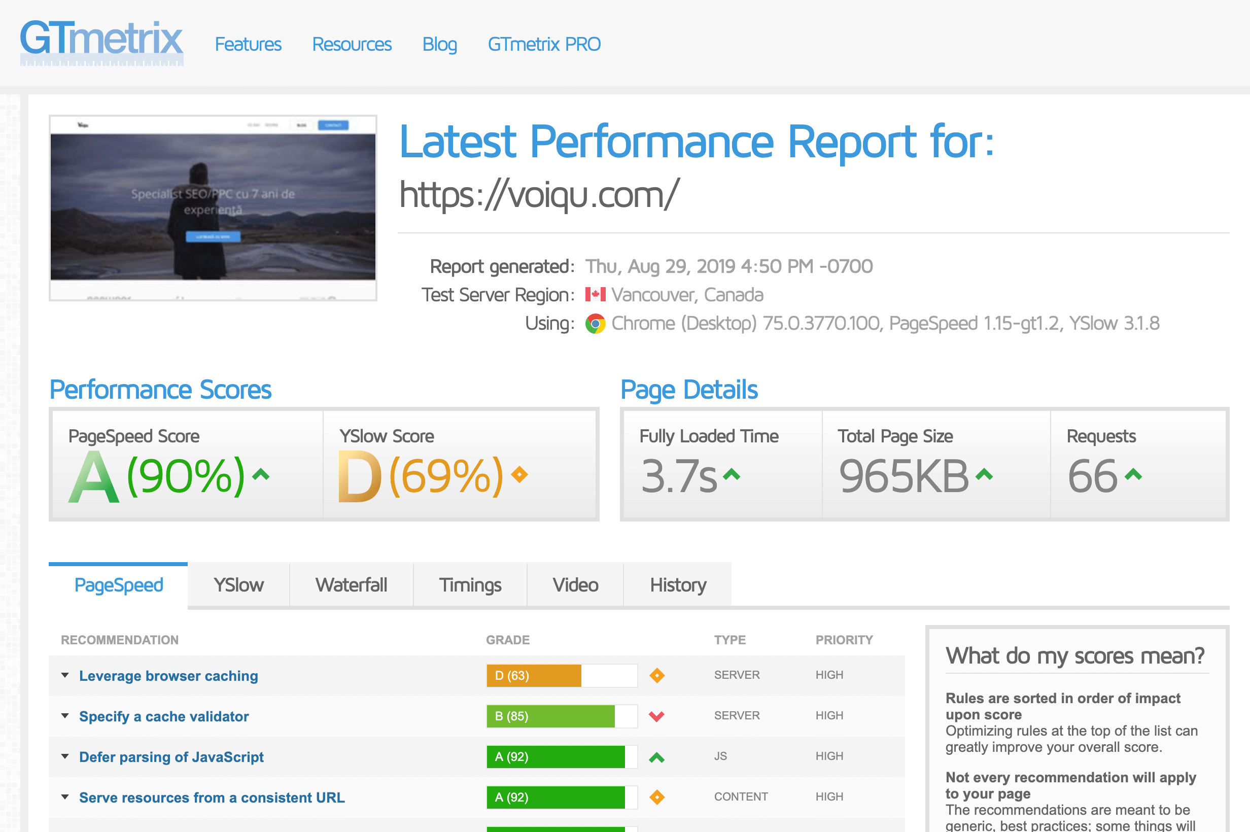 gtmatrix raport viteza site